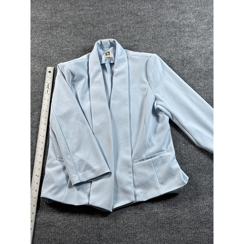 Anne Klein Womens Light Blue Open Front Shawl Collar Blazer Jacket Size M